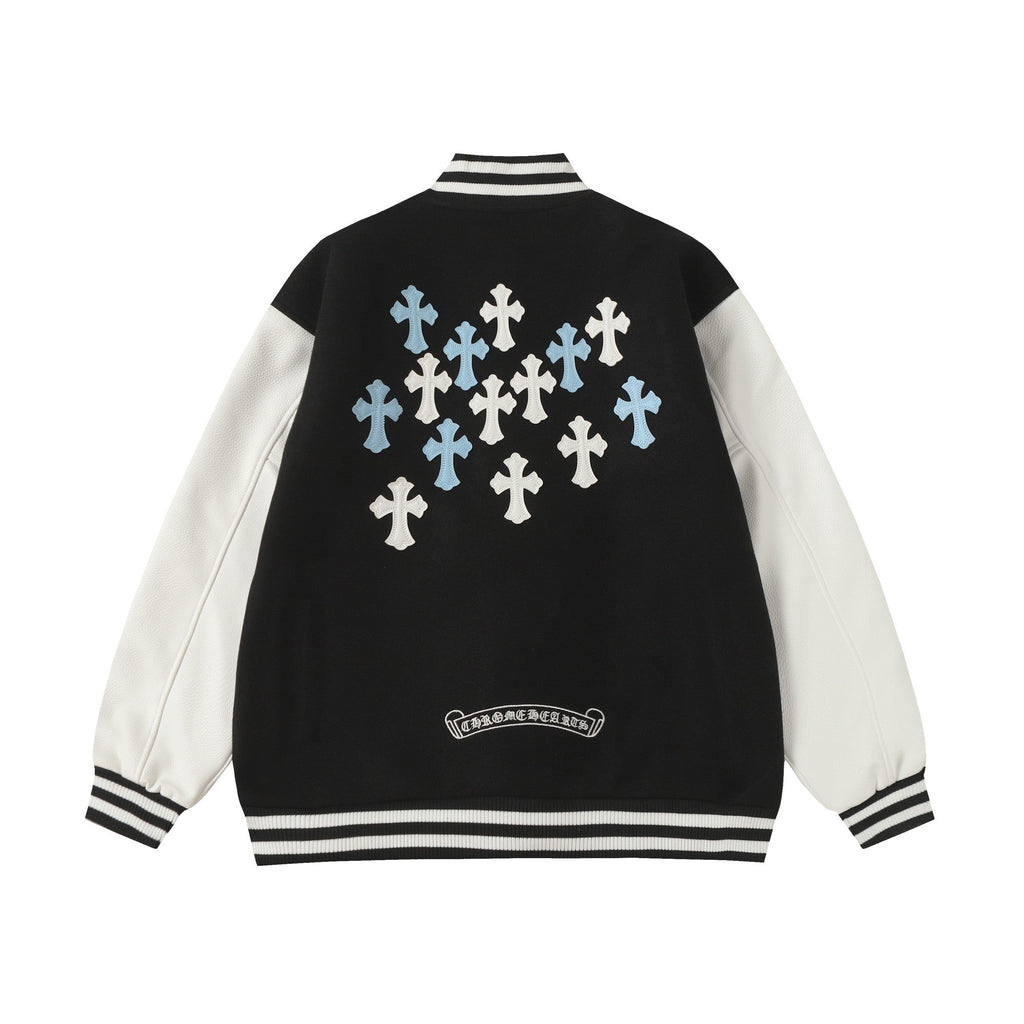 Black White Street Style Baseball Coat 0002